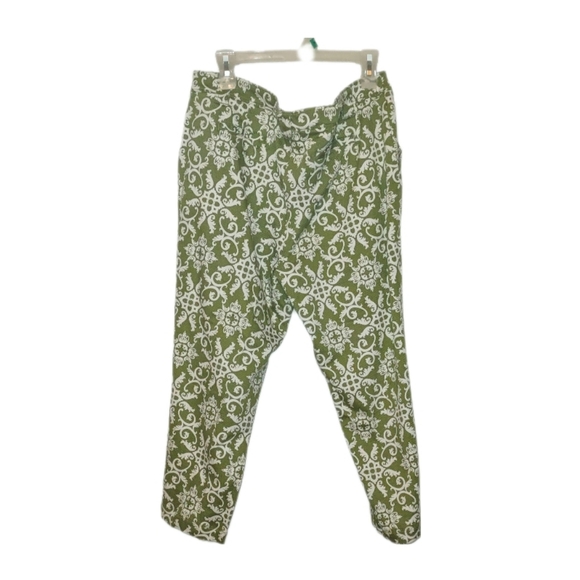 Olive Green Print Crop Pants sz 16 - Picture 4 of 10